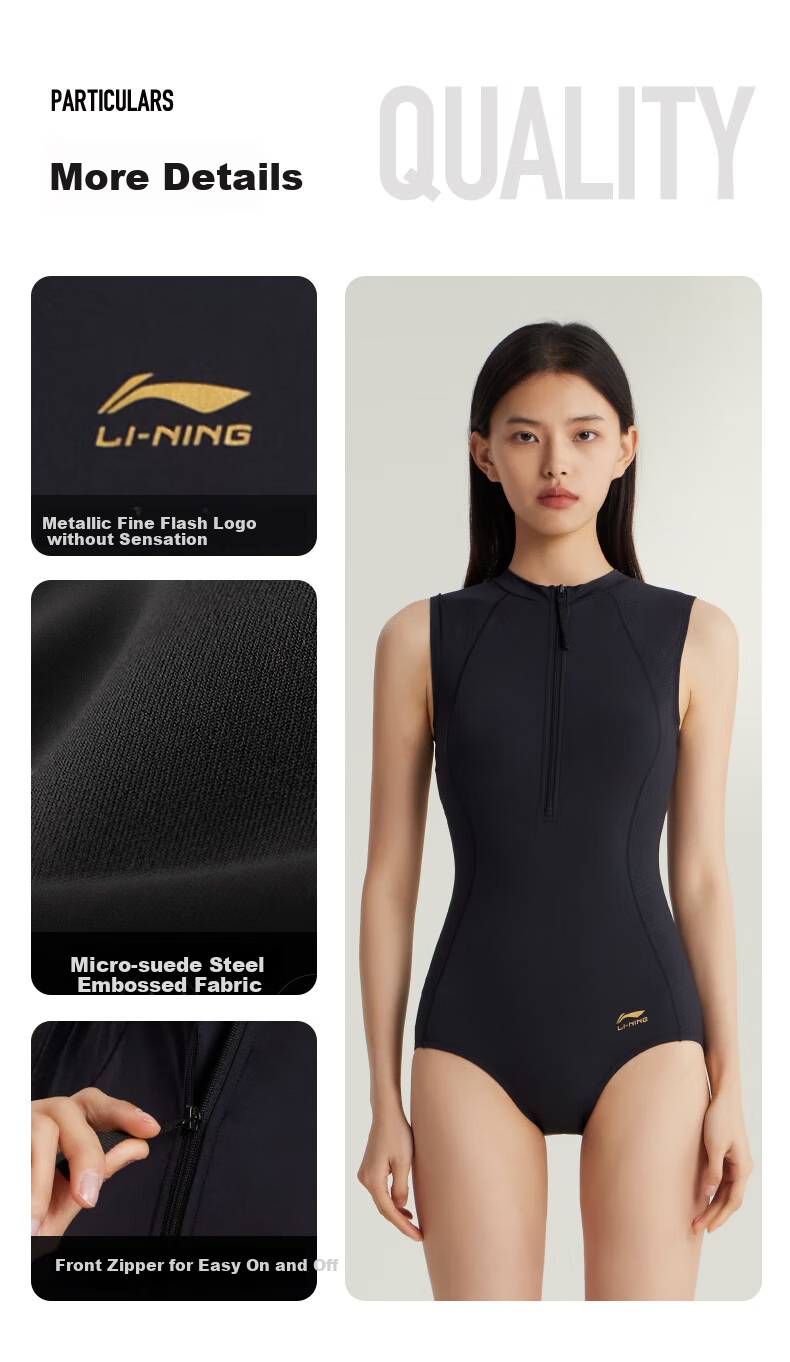 Li-Ning Women's One-Piece Swimsuit, Professional Training Triangle Swimwear, Quick-Dry, Sun-Protective, Competitive Swimming Gear, 0953 White XXL 6