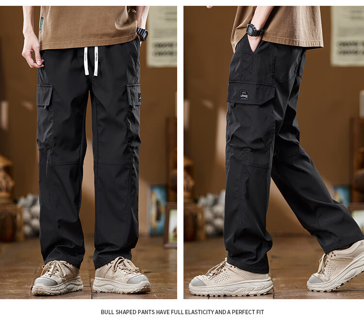 JEEP High-End Cargo Casual Pants for Men, New Style for Fall 2026, Loose Straight-Leg Trendy Wide-Leg Trousers for Me 5