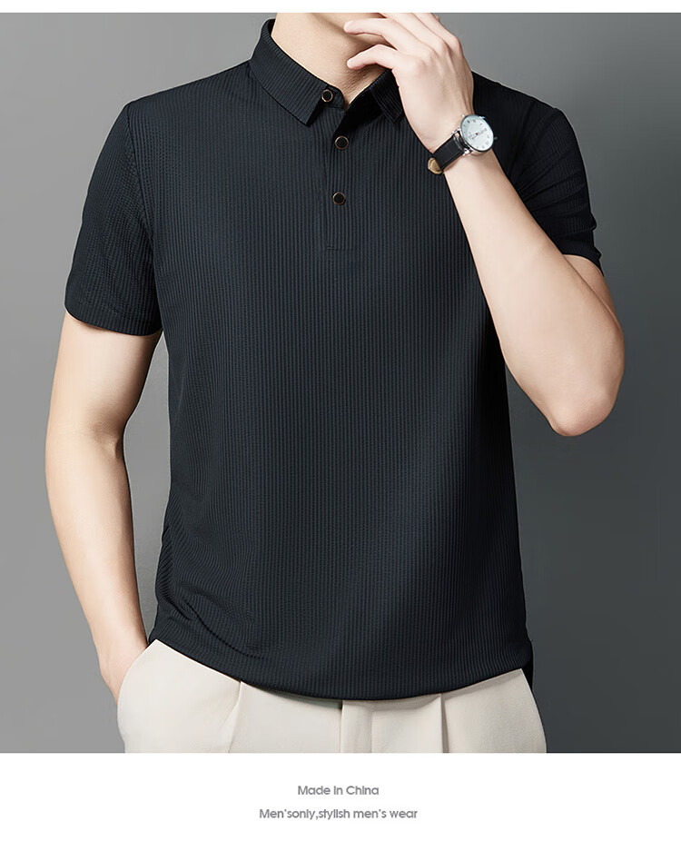 LangSha Polo Shirt for Men, Summer Quick-Dry Ice Silk Cool-Feeling T-Shirt, Loose-Fitting Business Versatile Collared Short-Sleeve, Father's Day Gift 6