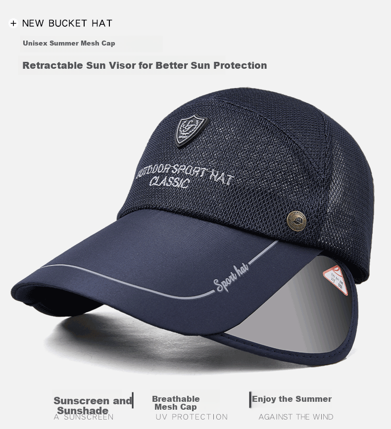 Denssyne Men's Summer Outdoor Sun Protection Hat, Adjustable Wide Brim Sunshade Hat for Women, UV-Resistant Breathable Mesh Baseball Cap 1
