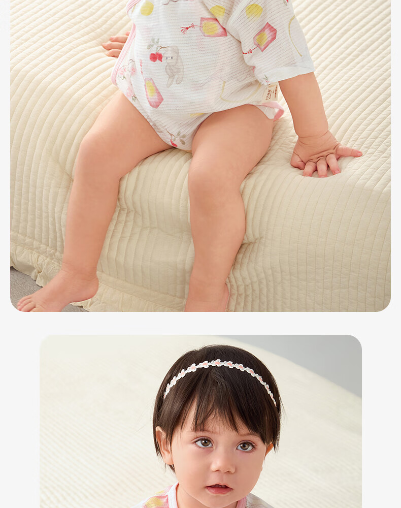 Shiyuejiejing Baby Romper, Summer Thin Style, Infant Onesie, Newborn Pure Cotton Mesh Short-Sleeve A-Class Bodysuit 21