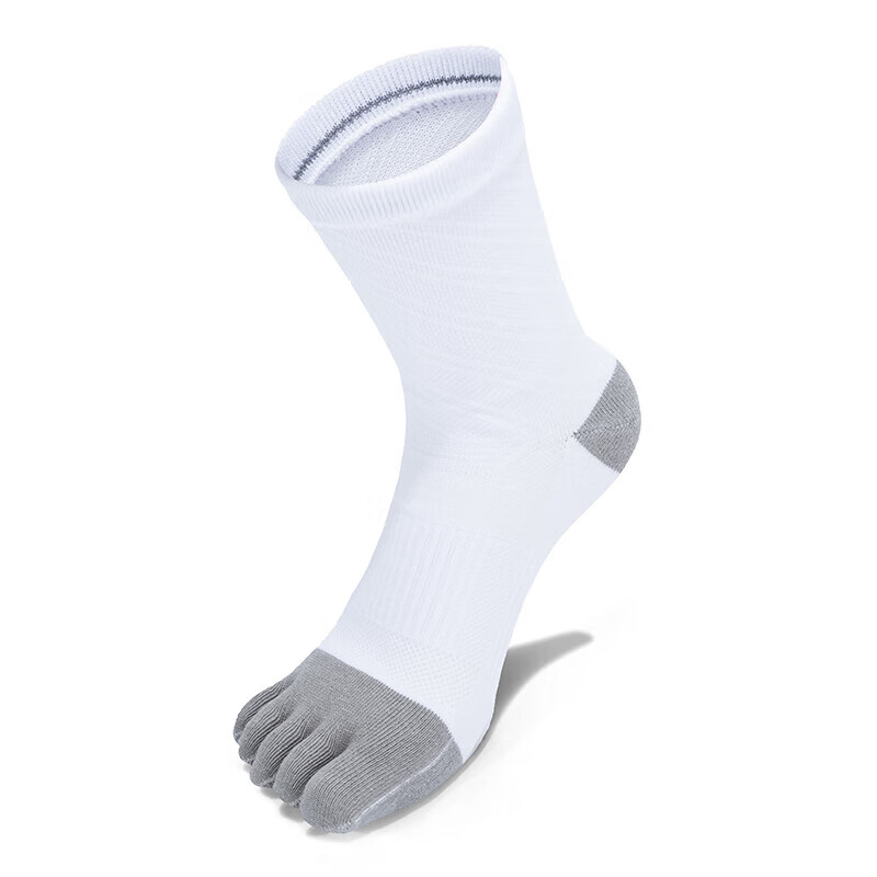 TFO Competition-Grade Outdoor Five-Toe Socks, Moisture-Wicking Breathable Running Socks, Separate-Toe Hiking Socks 2202497 Men's White