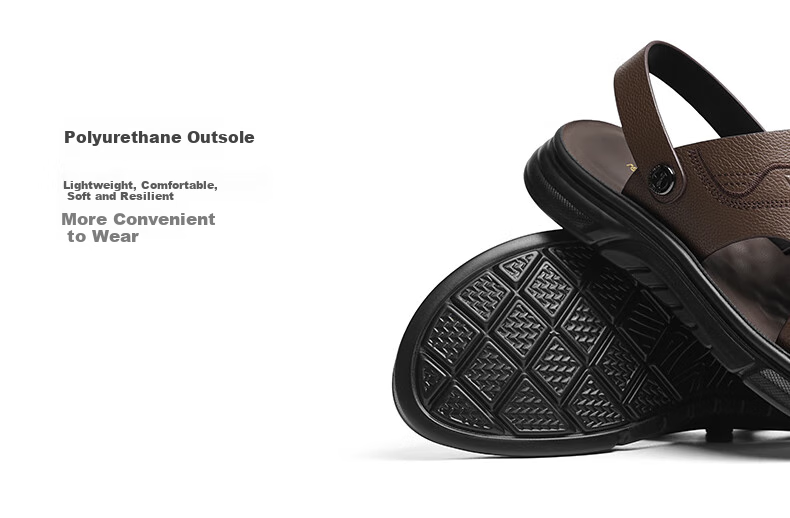 RED DRAGONFLY Men's Leather Sandals, Summer Cowhide Beach Shoes, Casual Two-Way Sandals for Men WTT25034, Brown, Size 38 7