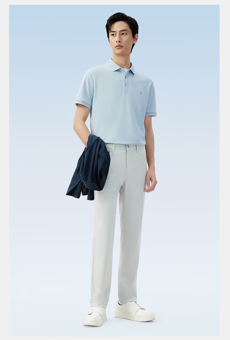 Hodo [Lin Gengxin's Style] Modal Silk Short-Sleeve Cool-Feeling Antibacterial Polo Shirt, Turn-Down Collar T-Shirt 35