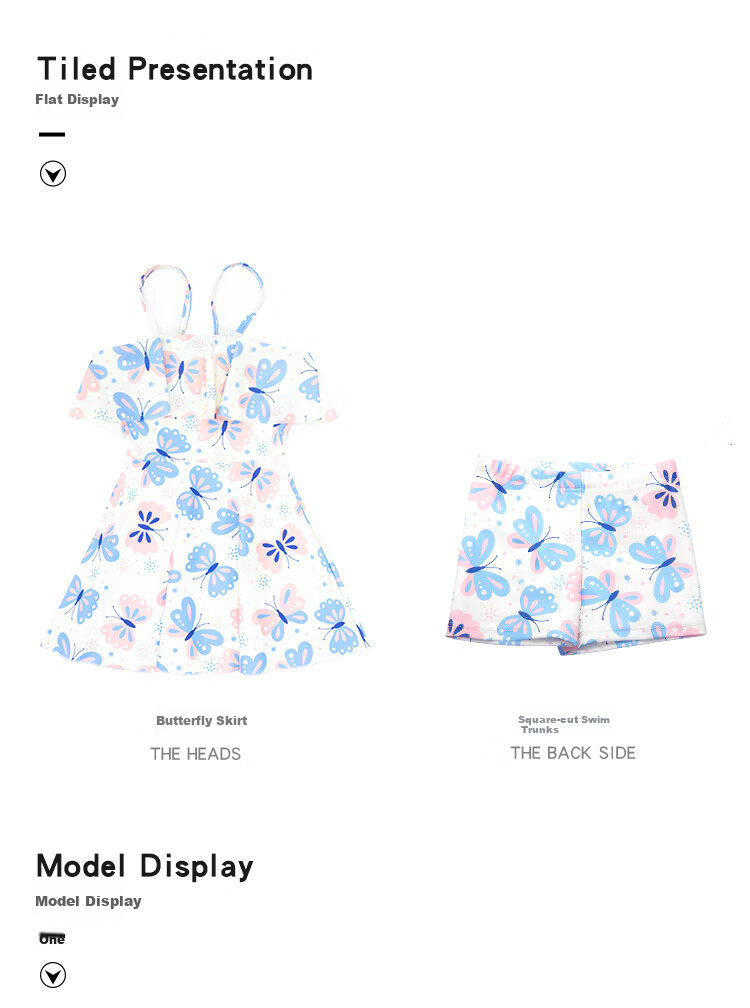Momasong Children's Swimsuit for Girls, Two-Piece Skirted Swimwear with Swim Shorts, Quick-Drying Hot Spring Resort Swimwear for Girls, Students 2