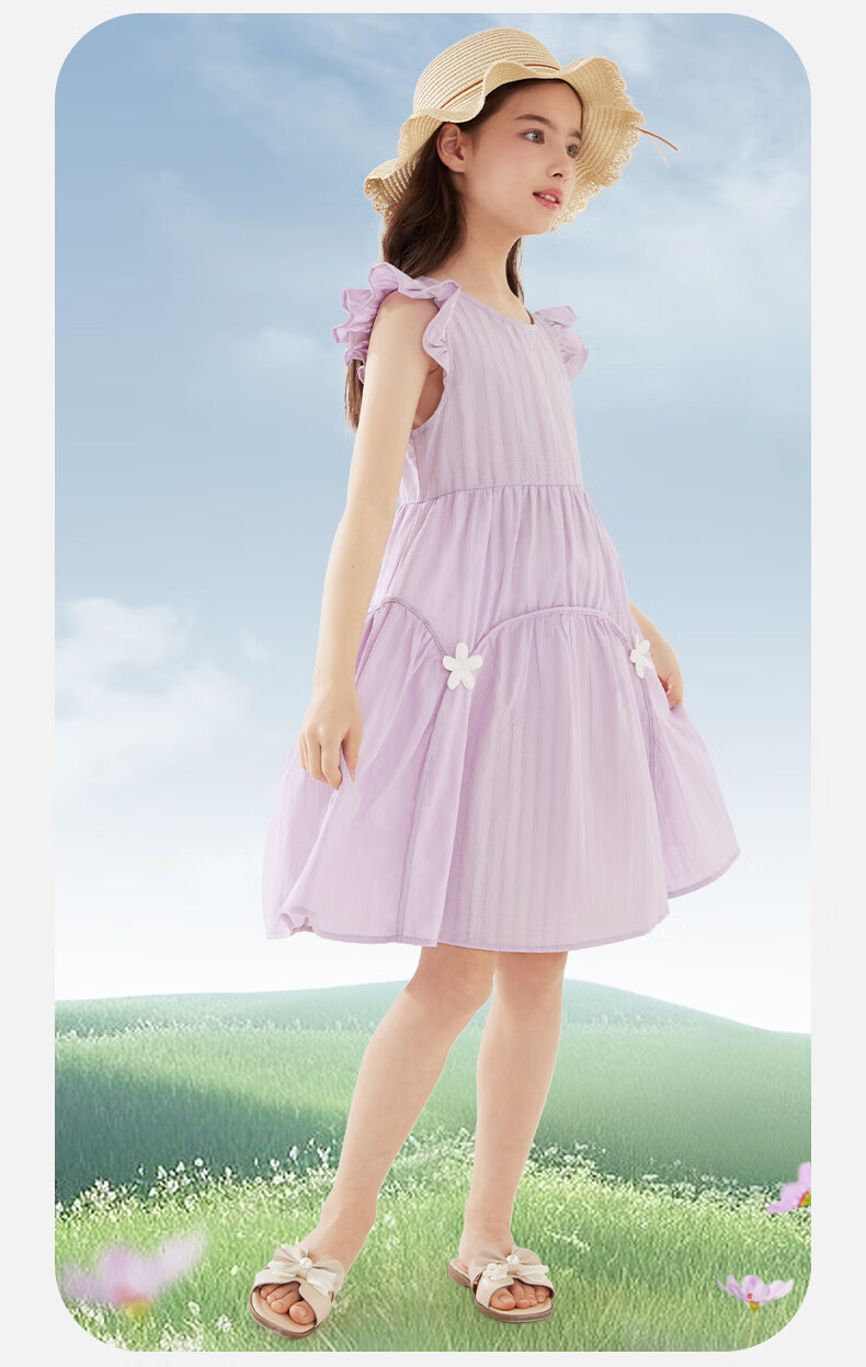 Disney Girls' Summer Cotton Dress Green Princess Dress for Older Girls 2DQ058 Size 120 9