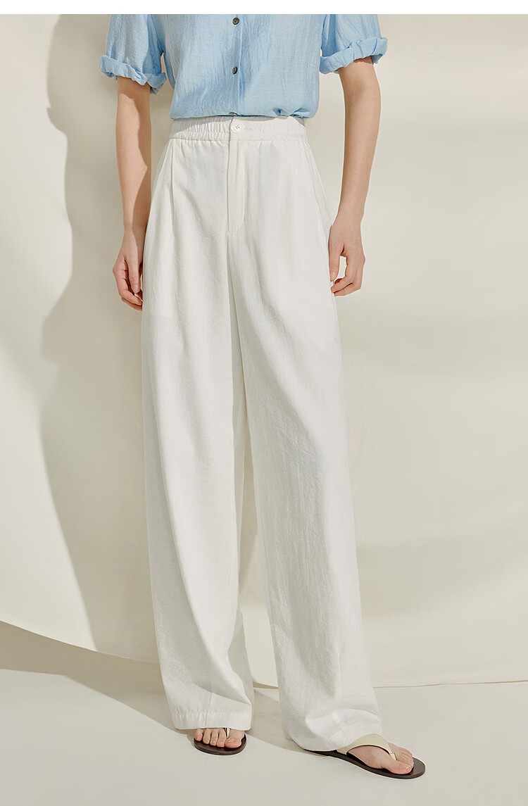 INMAN [Same As in Fashion Shows] French Draping Wide-Leg Straight Pants for Women, Summer 2026 Long Trousers, Pearl White, Size S 6