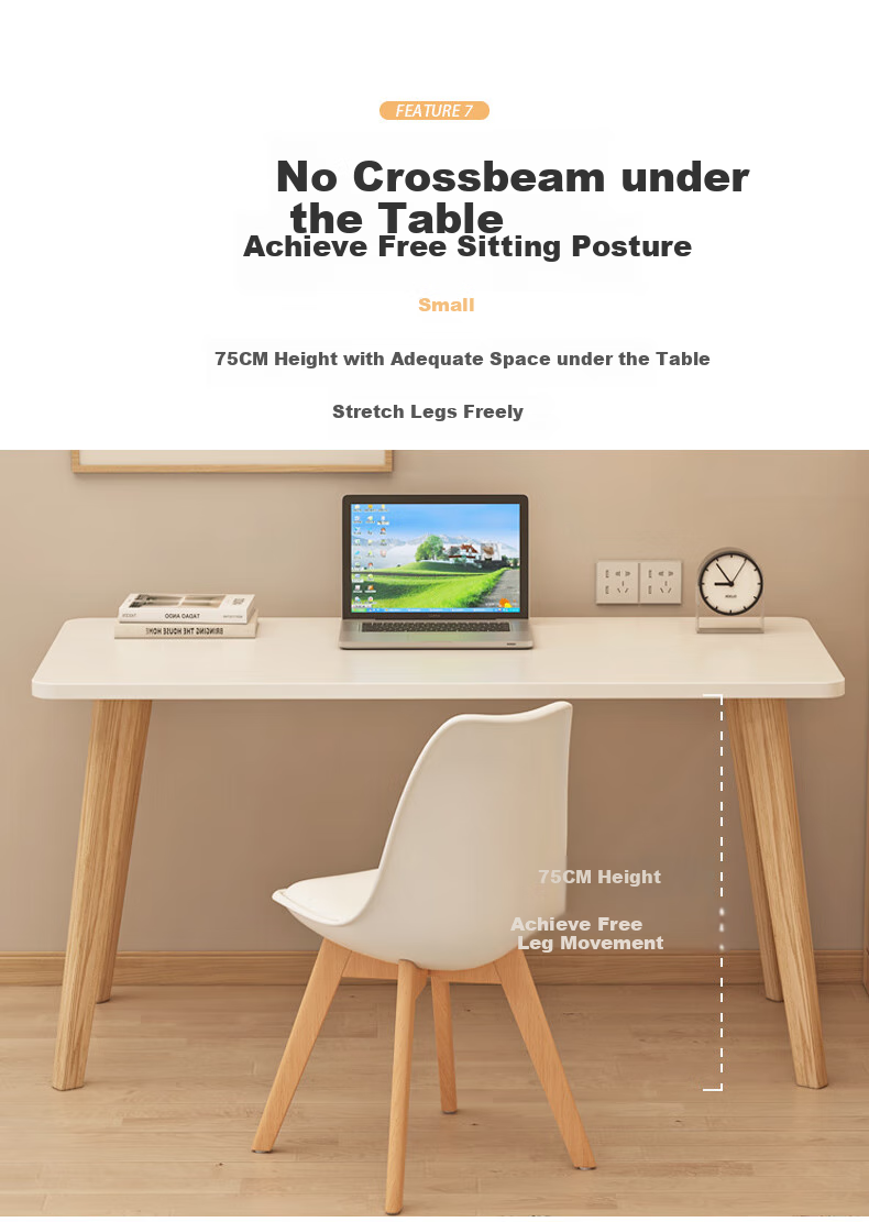Fanshe Small Desk Computer Table with Wooden Legs, Minimalist Bedroom Study Desk for Compact Spaces, Home Office Workstatio 6
