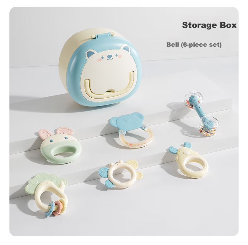Beitaisi Baby Rattle Toy, Chewable Teether, Infant Toy Gift Box, 0-6 Months And 1 Year Old Grip Training, 6-Piece Set 24