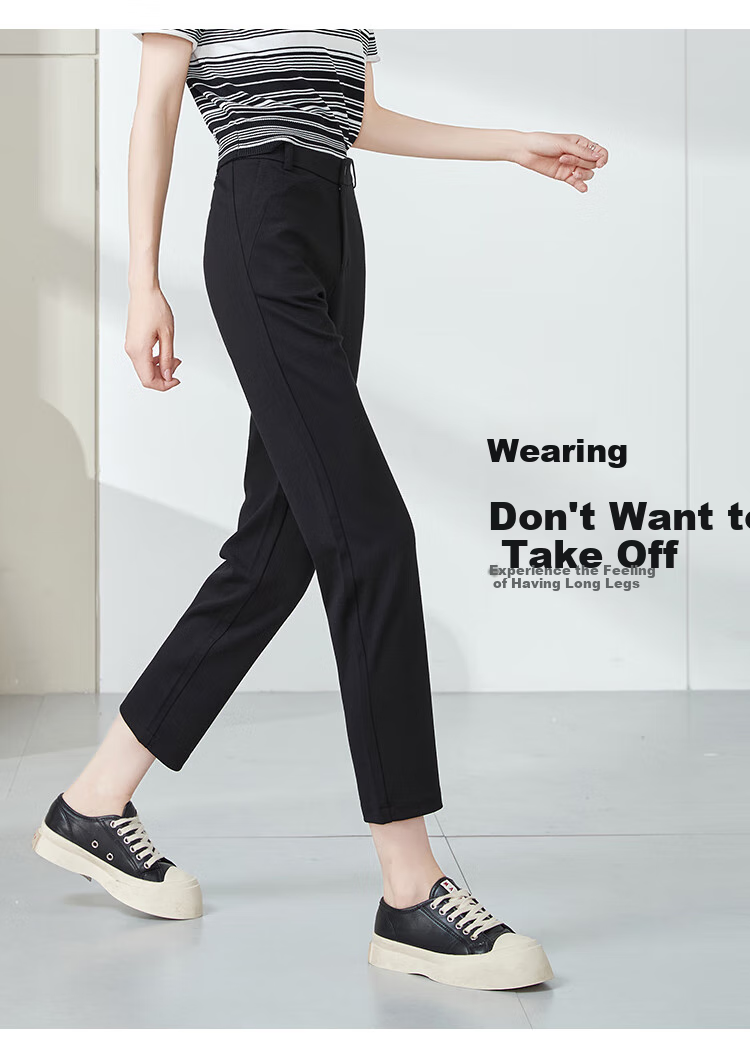 ESE-Y Nine-Tenths Black Straight-Leg Jogger Pants, Summer Casual Cigarette Pants, Black, Size 28 6