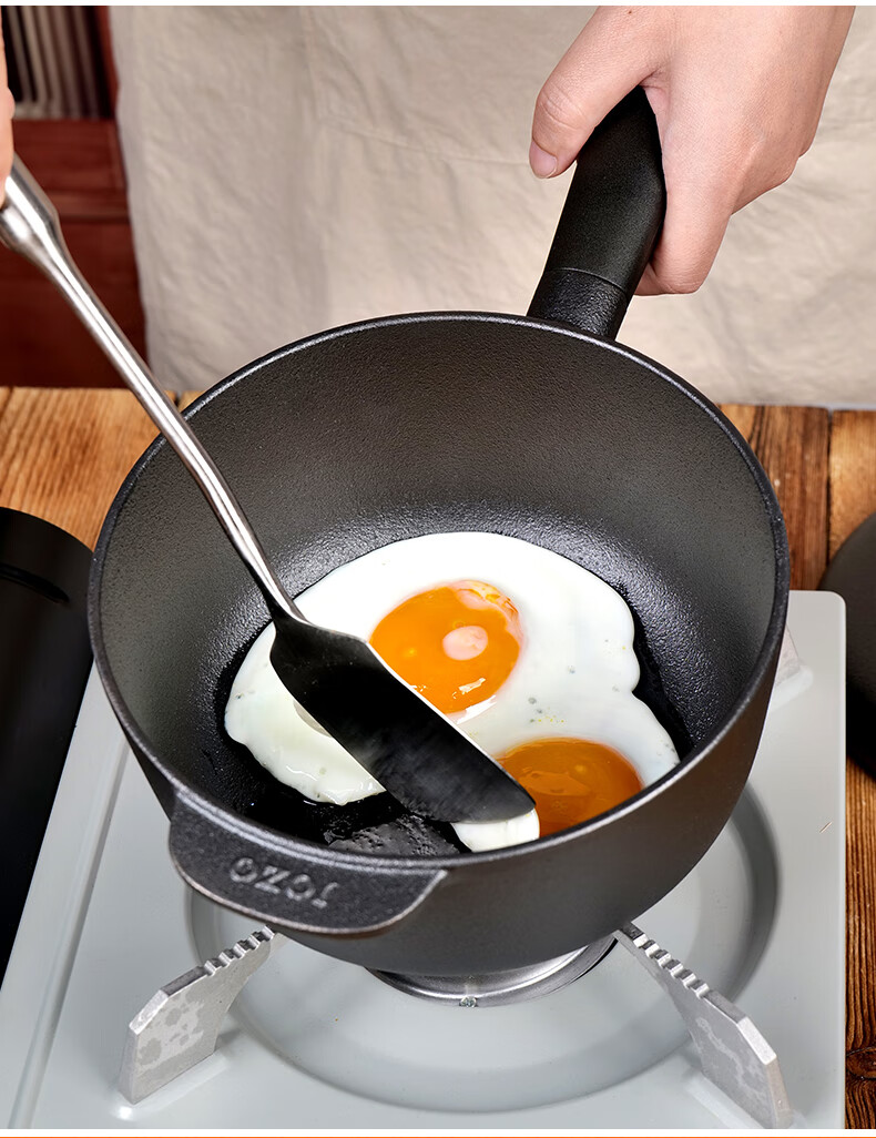 Jiu Zhu Gold Label 18cm Cast Iron Pot with Lid Small Stew Pot for One Person Iron Pot for Cooking Noodles and Rice Milk Pot Non-Coated Household Use 8