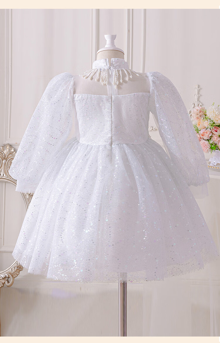 LUOBOBEIBEI Children's Princess Dress, Spring And Summer Puffy Skirt, Stylish Formal Dress, Tulle Skirt for Girls' Wedding And New Year's Outfit, Champagne Color, Size 110 6