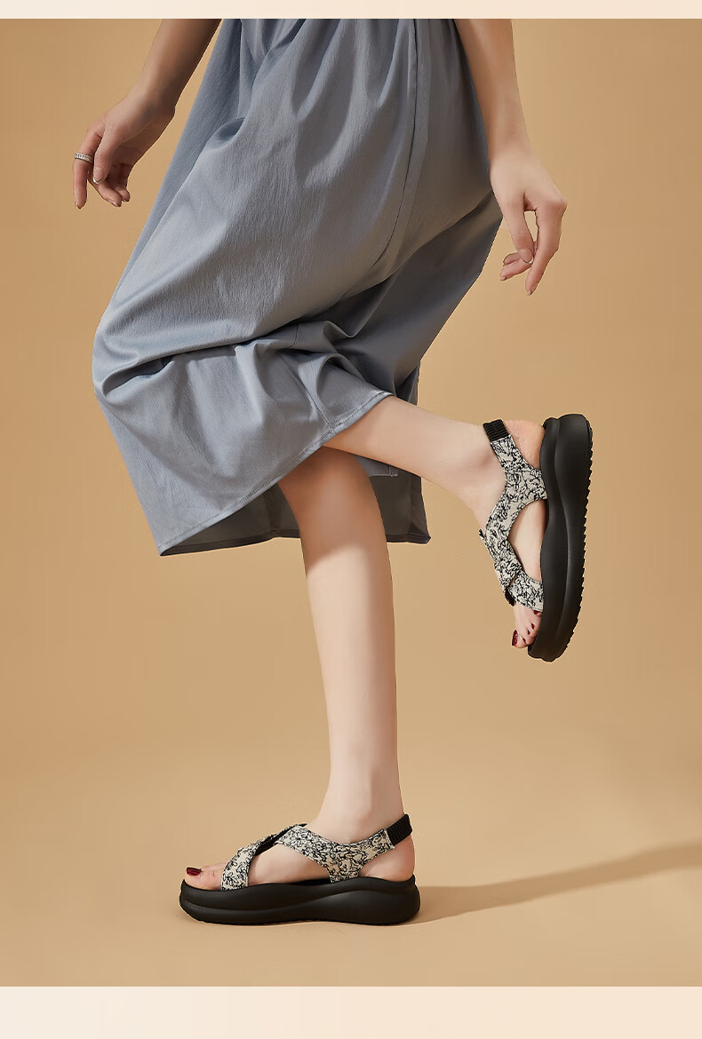 DAPHNE Women's Guofeng Roman Sandals Spring 2026 New Thick-Soled Sporty Beach Shoes with Skirt Matching 9