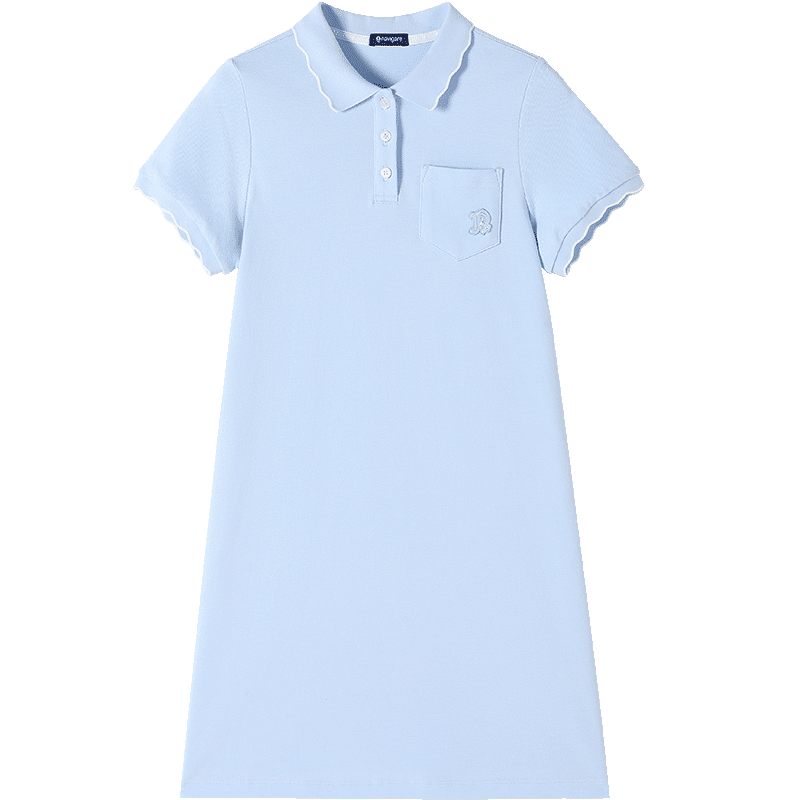 Navigare Girls' Dress, Children's Summer Thin Cool Sports Polo Dress, Casual Moment, Ice Crystal Blue, Size 140