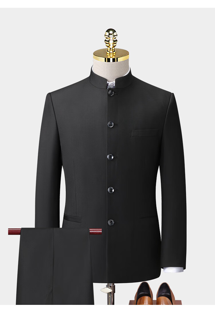 ROMON Zhongshan Suit Men's Wedding Tuxedo Stand Collar Dad Outfit New Chinese Style Groom Engagement Chinese Style Suit 9