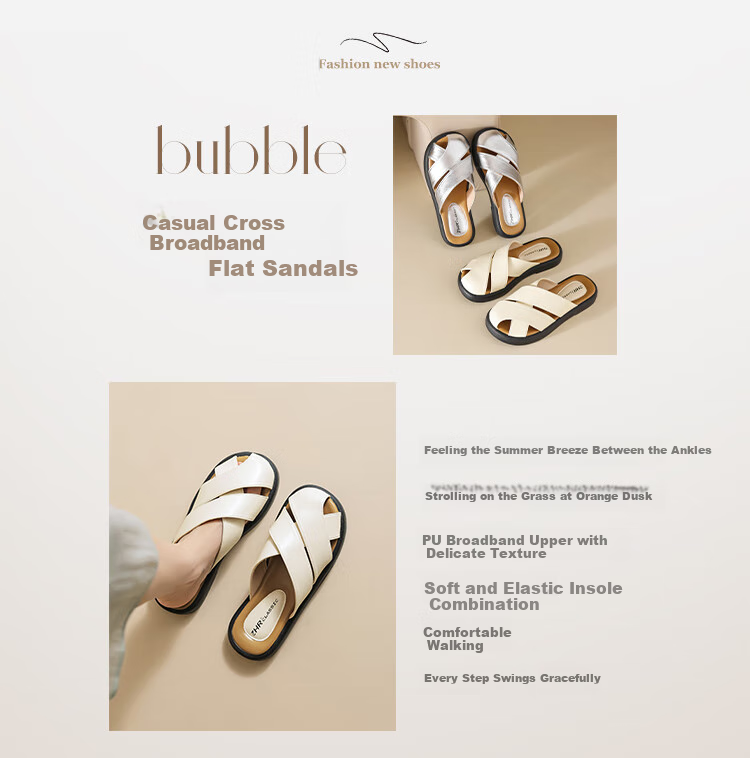 ZHR Women's Half Slippers, New Summer Style with Cross Straps And Closed-Toe Design, Fashionable Outdoor Sandals for Women, AB12 Beige Color, Size 40 2
