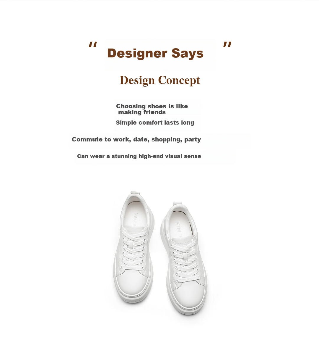 VOLO Rhinoceros Platform Sneakers, Thick-Soled White Shoes for Women, Height-Increasing Versatile Casual White Shoes, White Hollow Design, Size 35 2