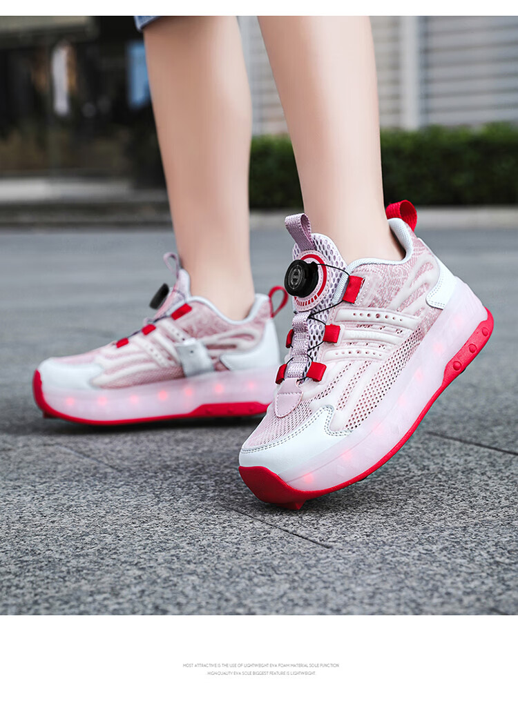 BKG Boys' Autumn New Breathable Mesh Sports Roller Skates for Students, Girls' X25533-B15 28