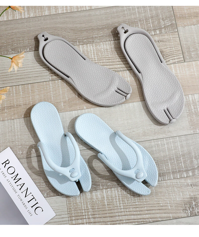 GUOLUOFEI Foldable Travel Slippers, Lightweight Non-Slip Portable Beach Sandals for Business Trips And Hotel Bathing, Men's Black Size 45-46 4