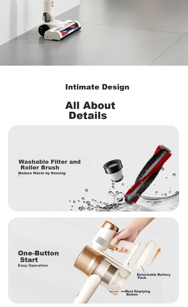 AUX Cordless Handheld Vacuum Cleaner for Home Use with Strong Suction, Low Noise, Green Light Dust Indicator, Carpet And Cat Hair Cleaning, Long Battery Life AXC-22DV8W 23