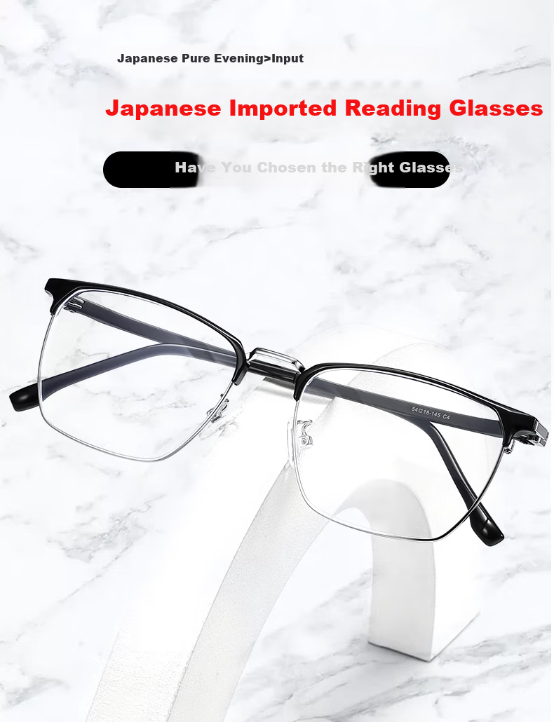 GOGOSOON Large Face Semi-Rimless Reading Glasses for Men, High Definition Ultra-Light Eye Protection Anti-Blue Light Fashionable Presbyopic Glasses for Middle-Aged And Elderly High-End Wome 6