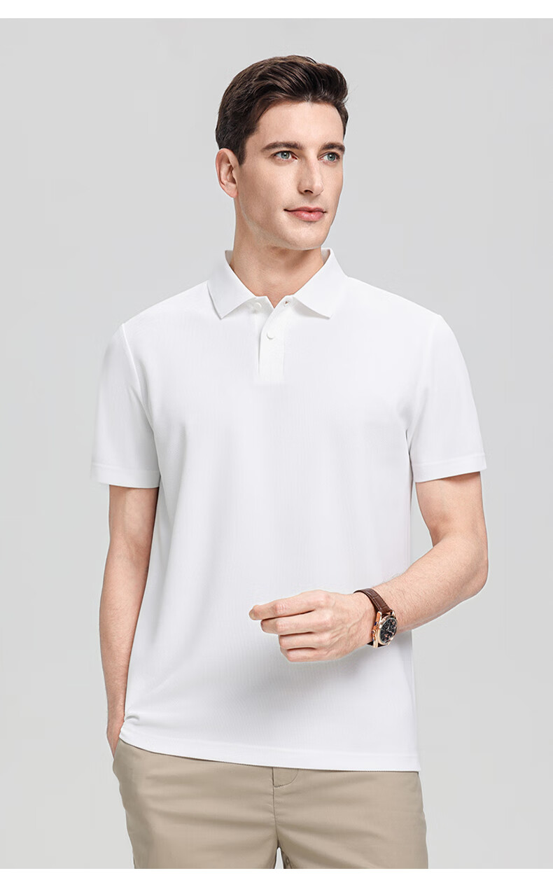 ROMON Short-Sleeve Polo Shirt for Men, New Style 7A Antibacterial Quick-Dry Business T-Shirt for Young And Middle-Aged, Summer 201 White L 14