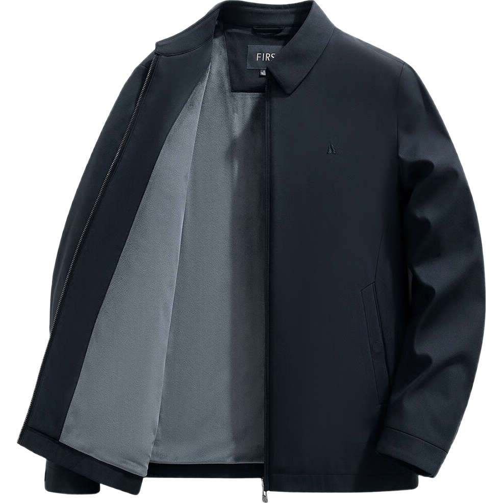 FIRS [Fleece-Lined] Jacket for Men, Lapel Collar, Windproof, Warm, Spring And Autumn, Business Casual, Commute, Work, Waterproof Coat