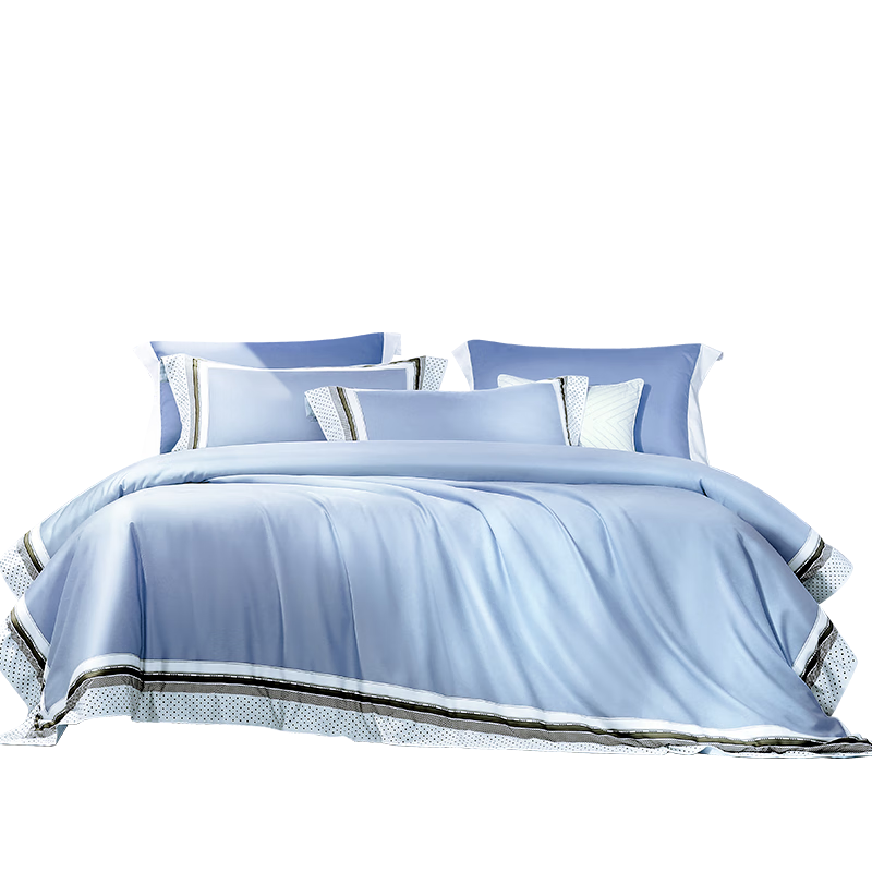 Fuanna 4-Piece Bedding Set 100-Thread Count Long-Staple Cotton Sateen Sheet and Duvet Cover High-End Luxury Bedding Set 230×229cm Duvet Cover Blue