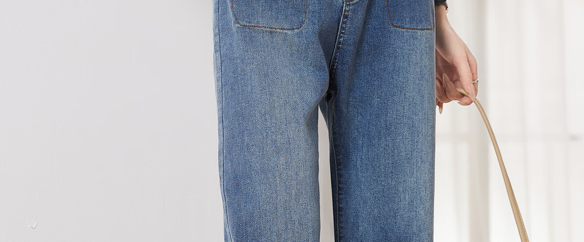 Taxiang High-Waisted Jeans for Women with Pockets, Wide-Leg Pants, Versatile Straight-Leg Trousers, Fashionable Women's Pants, Long Pants T143N1016 12