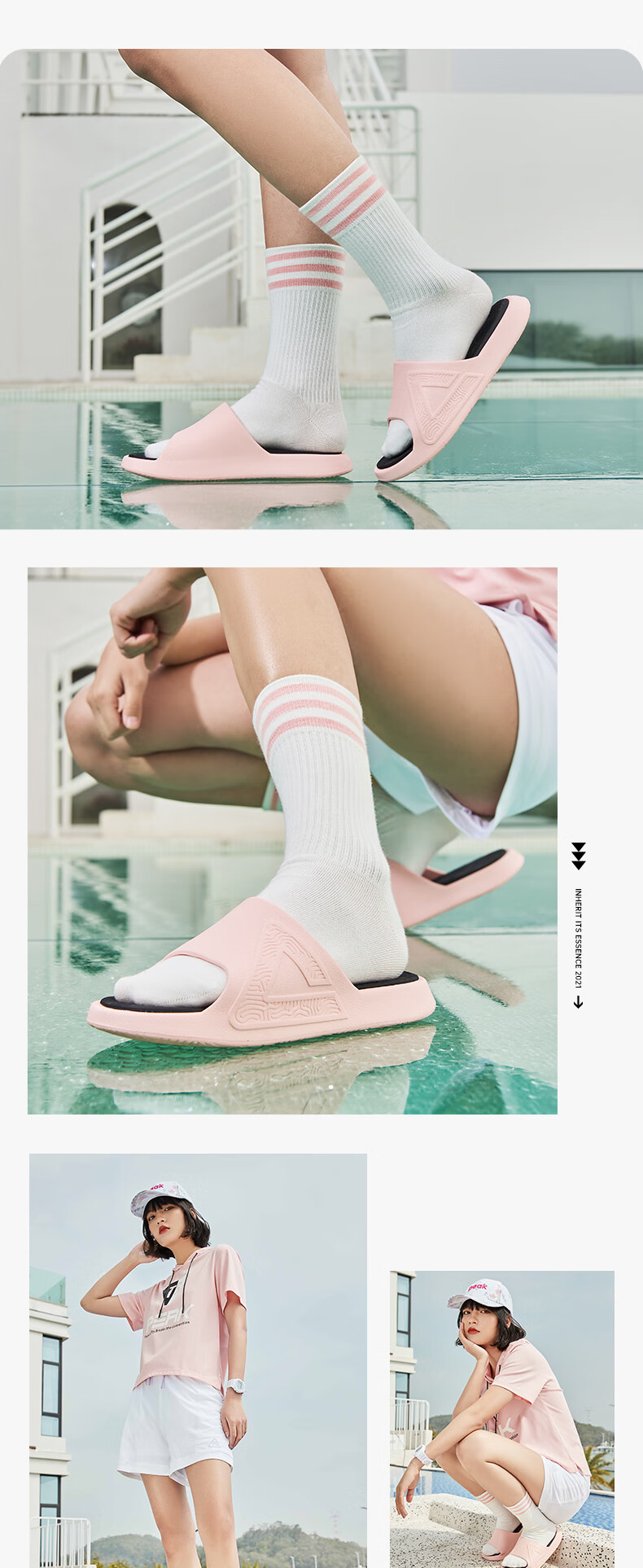 PEAK Taiji Women's Summer Comfortable Soft Elastic Sandals Shock Absorption Height Increase Non-slip Classic Beach Slippers ET22308L 6