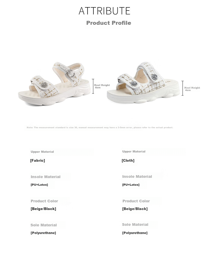 ZHR Women's Sandals, Summer Sports Casual Beach Shoes, Chanel-Style Fashionable Women's Shoes, ES02 Beige (Sandals), Size 37 3