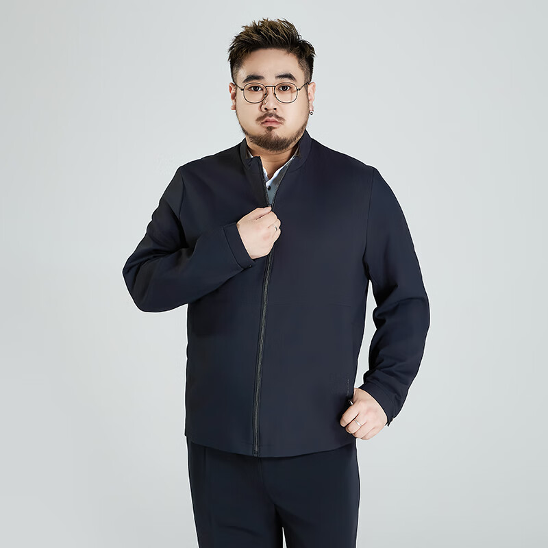 Ayoupang Large Size Stand-Collar Executive Jacket for Middle-Aged And Elderly Fathers, Cadre Style Outer Coat, Navy Blue, 3XL 7