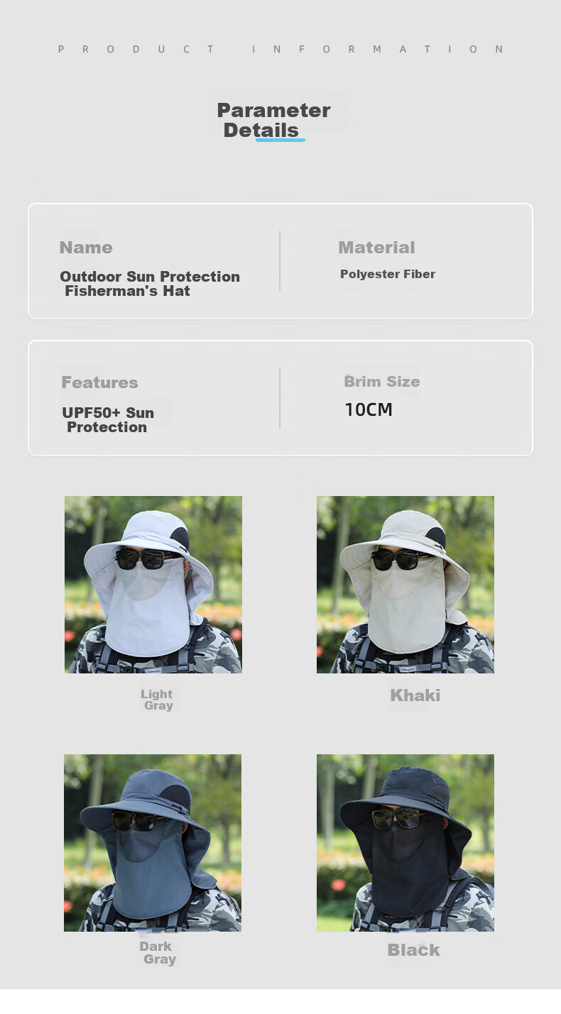 Nanjiren Summer Outdoor Sun Hat for Men, UV Protection Sunscreen Hat, Foldable Fisherman Hat, Breathable Hiking Cap 13