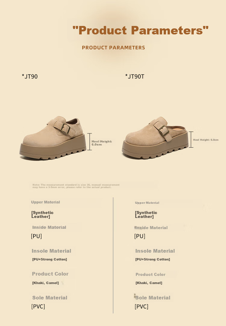 ZHR Thick-Soled Birkenstock Sandals for Women, Closed-Toe Slip-On Mules, Spring And Autumn New Style Women's Shoes, JT90T Khaki Size 40 7