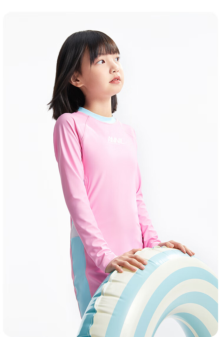 Annil Children's Clothing, Boys And Girls One-Piece Swimsuit, Long-Sleeve Shorts Set, 2025 Summer New Style, Elastic Waist, Form-Fitting 8