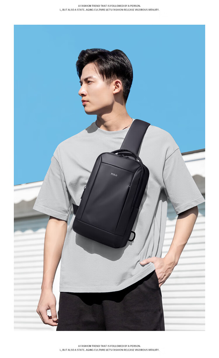 POLO Chest Bag, Men's Multifunctional Crossbody Bag, Shoulder Bag, Sports Messenger Bag, Commuter IPad And Phone Bag, Lightweight Small Backpack 3