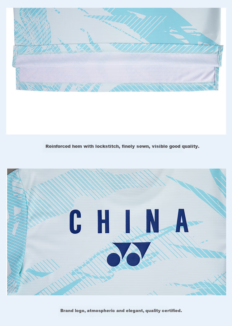 YONEX Badminton Jersey, National Team Style Training Wear, Unisex, 115015BCR, White, Size M 7