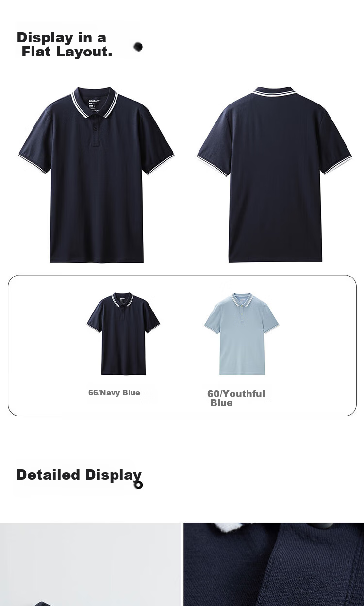 Giordano Men's Short-Sleeve Polo Shirt, Summer Black Technology Quick-Dry Contrasting Pique Fabric, Lightweight Collared Top 01014387 17