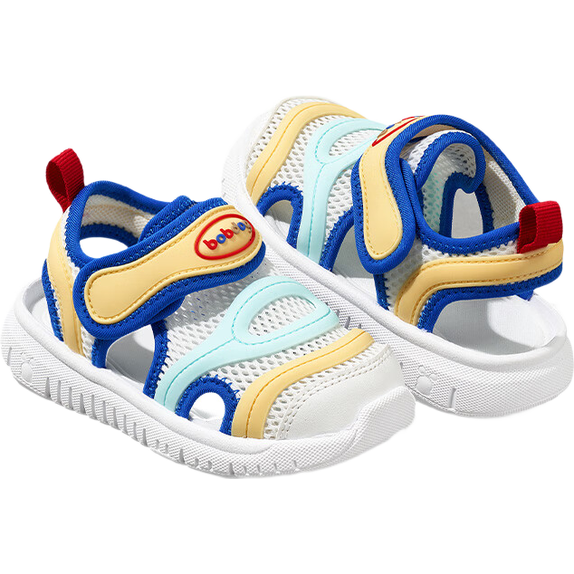 BOBDOG Children's Shoes, Baby Sandals, Toddler Walking Shoes, Summer Style, Soft Sole, Breathable Caterpillar Design, Functional Shoes for Boys And Girls, Blue And White Color, Size 24