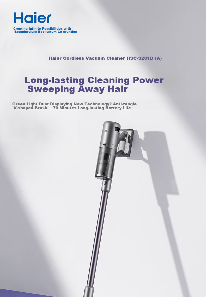 Haier Cordless Vacuum Cleaner with Long Battery Life, Handheld, Green Light Dust Indicator, Portable Cleaning And Dust Removal Machine [With Integrated Suction And Mopping Water Tank + Mattress Mite Removal Brush] S2 [New Year Gift] 2