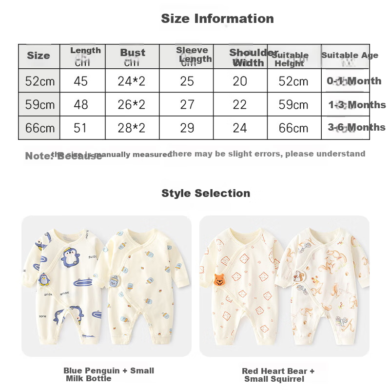 Aibaoshi Baby Clothes Onesie, Pure Cotton, Spring And Autumn, Newborn Infant Romper, Monk Outfit, 2-Piece Set, Size 52, Bottle T141