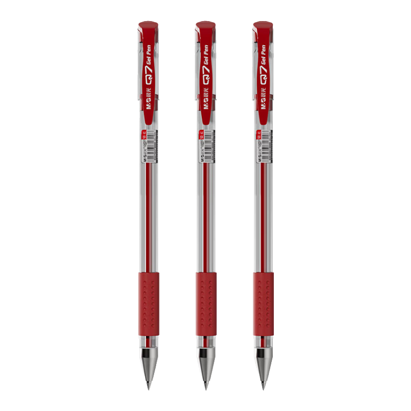 M&G Classic Wind Speed Q7/0.5mm Red Gel Pen with Bullet Tip, Smooth Writing, Pull-Cap Design, Office Pen, 3-Pack