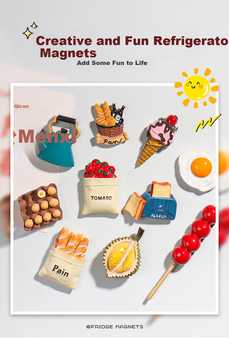 Youxueku National Trend Magnetic Stickers, Soft Food Refrigerator Magnets, Cute Cartoon Festive Decorative Stickers, Ice Cream + Candy Apple, National Day Gift 1