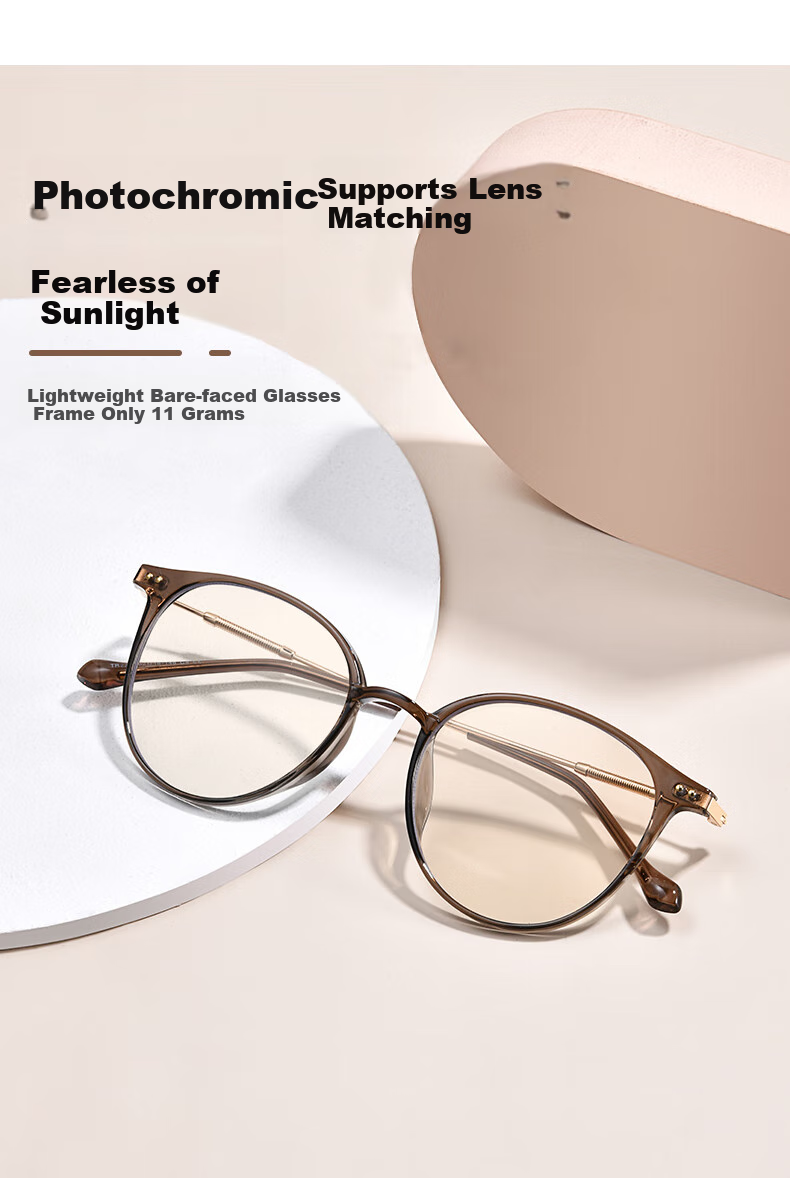 CAPONI Anti-Blue Light Tinted Glasses for Women, Anti-Radiation Non-Prescription Glasses, Ultra-Light, Bare-Faced Korean Style, Face-Slimming Eyeglass Frames, Trendy 3