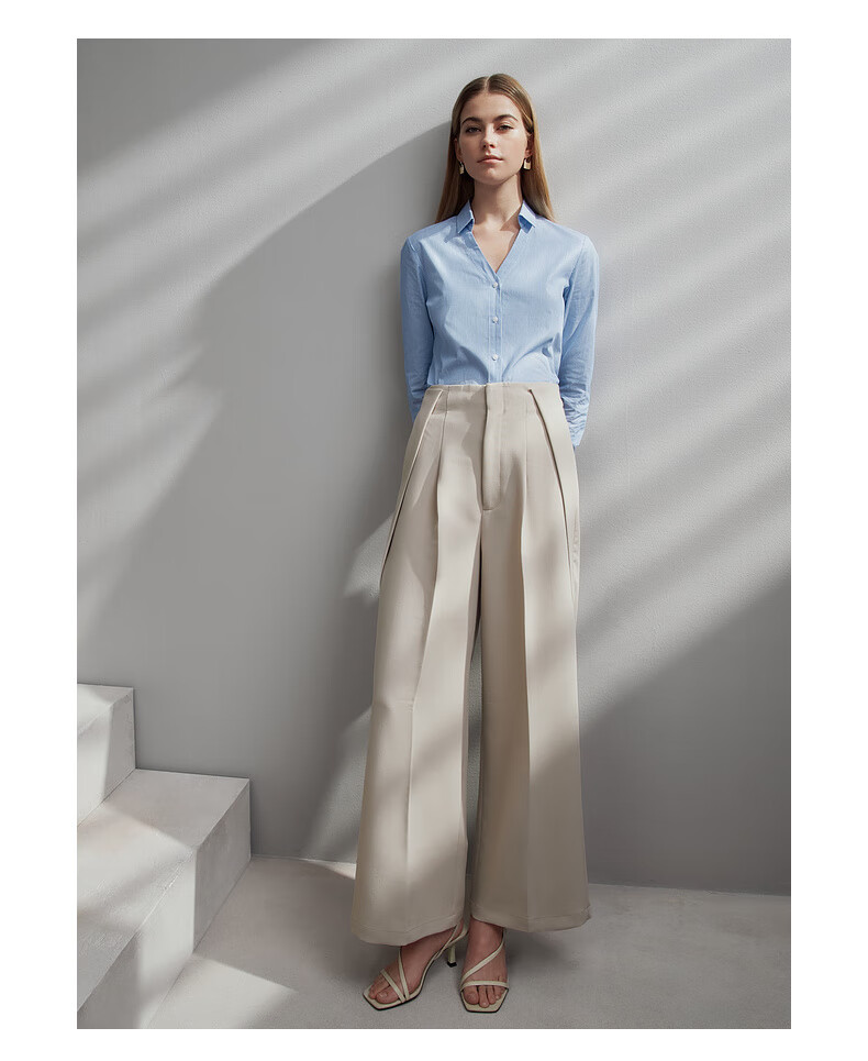 G2000 Women's Spring Summer Comfortable Cotton Striped Formal Long Sleeve Shirt Dark Blue Size 36 10