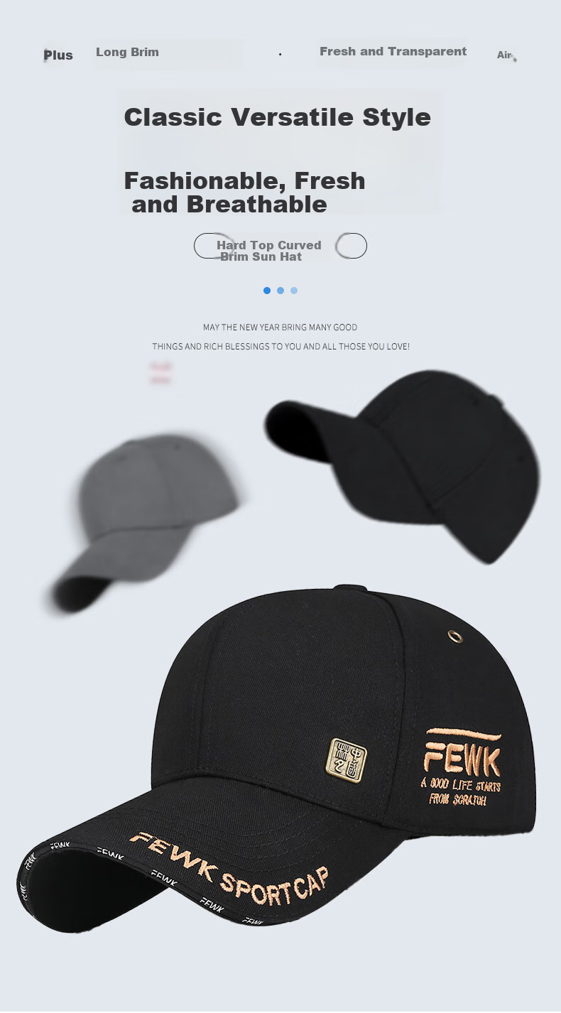 GLO-STORY Baseball Cap for Men And Women, Fashionable Outdoor All-Season Hard Brim Curved Visor Sports Sun Hat 1
