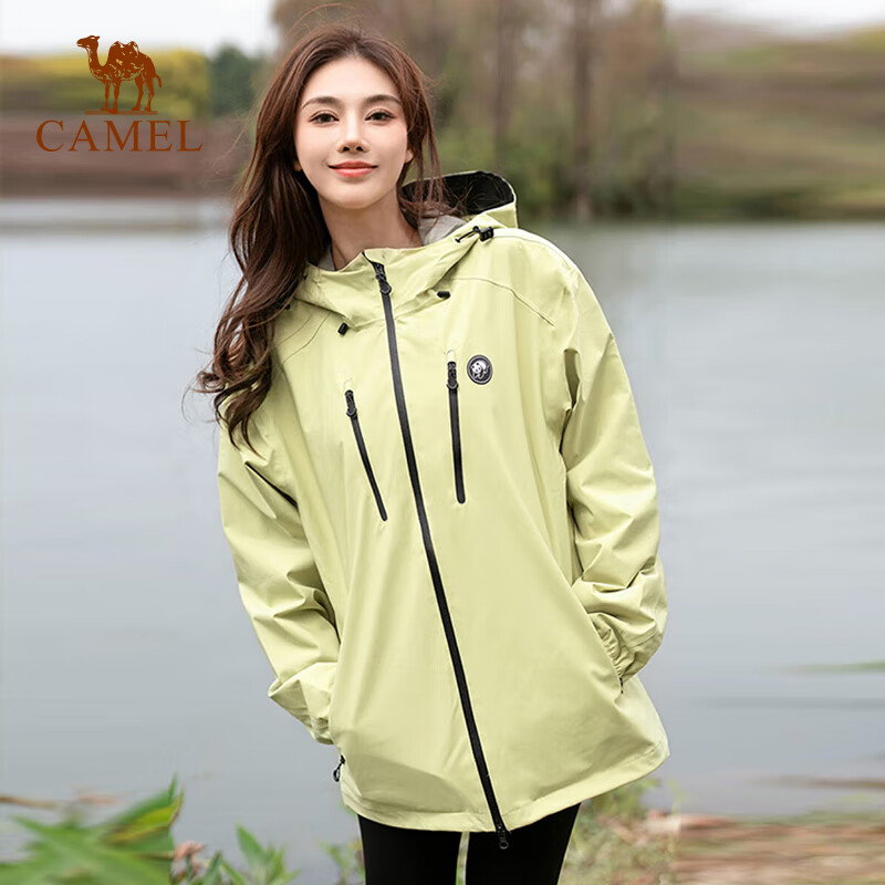 CAMEL Women's Clothing [Panda Series], Single-Layer Unisex Windbreaker, New Spring Style for Men And Women, Waterproof And Windproof Hard Shell Jacket