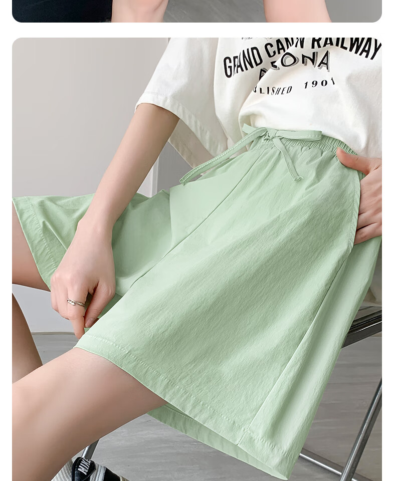 Huili Sports Shorts for Women Summer 2026 Latest Style Thin High-Waist Slimming Mid-Length Pants Ice Silk Cool Sun Protection Casual Pants 5