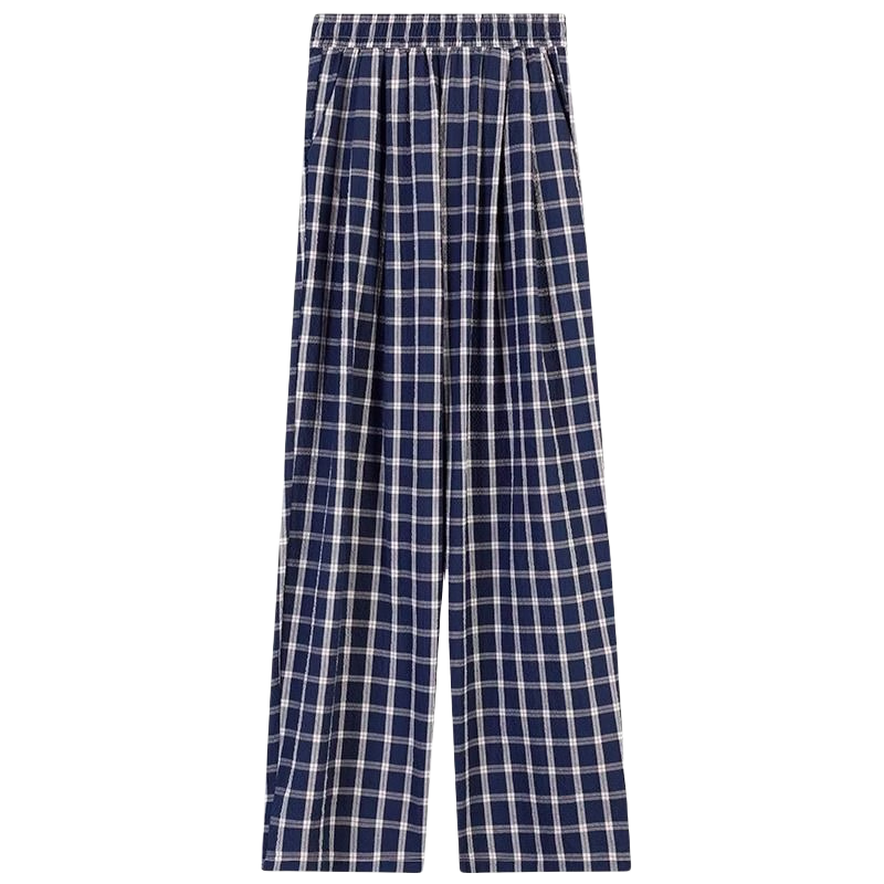 LangSha Vintage Plaid Pants for Women, Spring 2026 New Style, High-Waisted, Relaxed Fit, Loose-Fitting, Slimming Straight-Leg, Casual Wide-Leg Trousers for Strolling