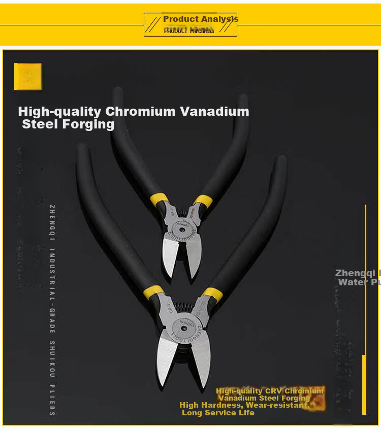 ZHENGQI Diagonal Cutting Pliers, Electrician's Wire Cutters, Industrial-Grade Ultra-Hard Pliers with Pointed Tips 8